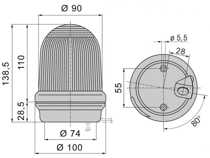 Alu-Rohr, eloxiert, Ø 25 mm, 100 mm lang, nur für Blink-/Blitz- u. Dauerleuchte