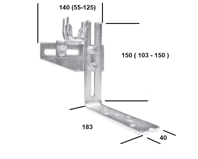 Zwischenlager aus 40 mm Flacheisen, mit 2 Kugellagerschalen, verzinkt , für Kugellager Ø 40 mm