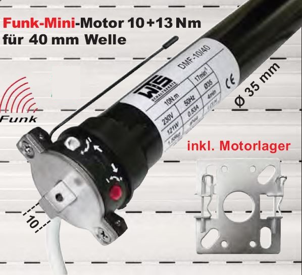 WTS - Funk Mini Rohrmotoren Serie DMF, 433,92 MHz mit mechanischer Endabschaltung für Rollläden und Markisen