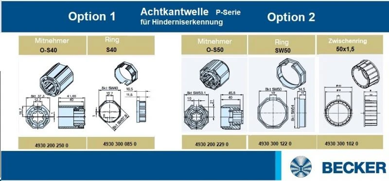 Becker - Rollladenantriebe P5-E01 bis P9-E01  Serie P-E01