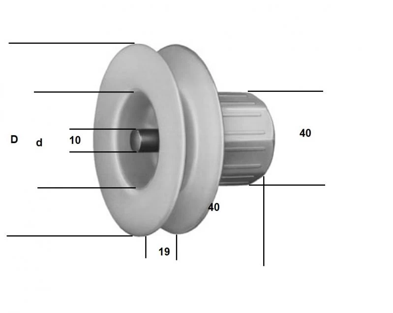 Mini-Gurtscheibe  Ø 115 mm SW 40 mit Walzenkapsel und innenliegendem Stahlzapfen 10mm