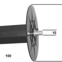 Mini-Arretierscheibe Ø 115 mm SW 40 mit Walzenkapsel und außenliegendem Stahlzapfen 10mm