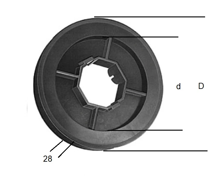 Gurtscheibe 130 Ø mm SW 60 8-Kant Für 23 mm Gurt Kunststoff, verschiebbar