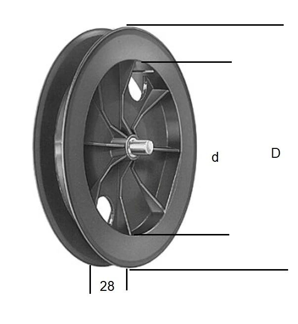 Gurtscheibe steckbar Ø 190 mm SW 60 8-Kant  Kunststoff, mit außenliegendem Stahlzapfen 12 mm