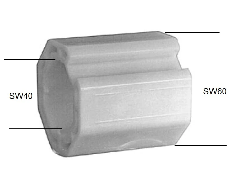 Reduzier-Stück SW 60 auf  SW 40 mm, zum Einschieben in die Stahlrohrwelle SW 60