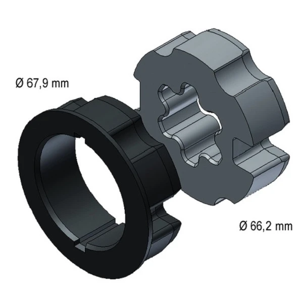 WTS - Adapterset Rundwelle mit Nut AM2-A70R für Rohrantriebe AM2 und AE2 Serie