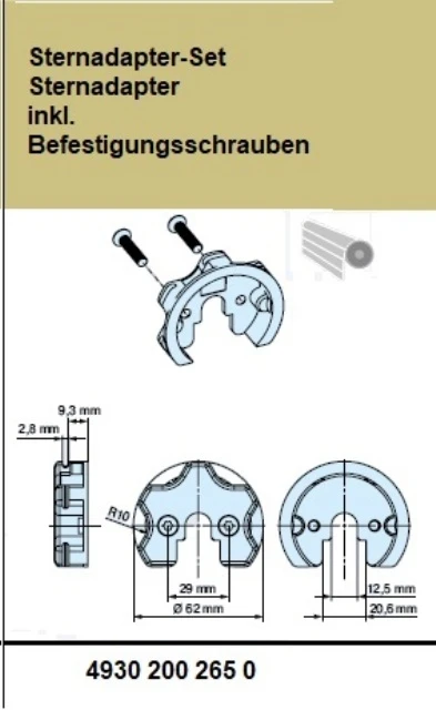 Anschlussteil - Sternadapter mit  Befestigungsmaterial aus Kunststoff - für Becker Rohrmotoren R7 bis R40