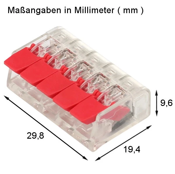 Compact-Verbindungsklemme Serie KLV, 5 Leiter mit 5 Betätigungshebeln/Klemmhebeln