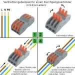 Durchgangsverbinder Serie KLD, 2 Leiter mit 4 Betätigungshebeln/Klemmhebeln