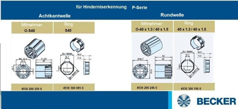 Becker - Rollladenantriebe mit  Funk P5-16-C01 Plus bis P9-16-C01 Plus, Serie P, Typ C01