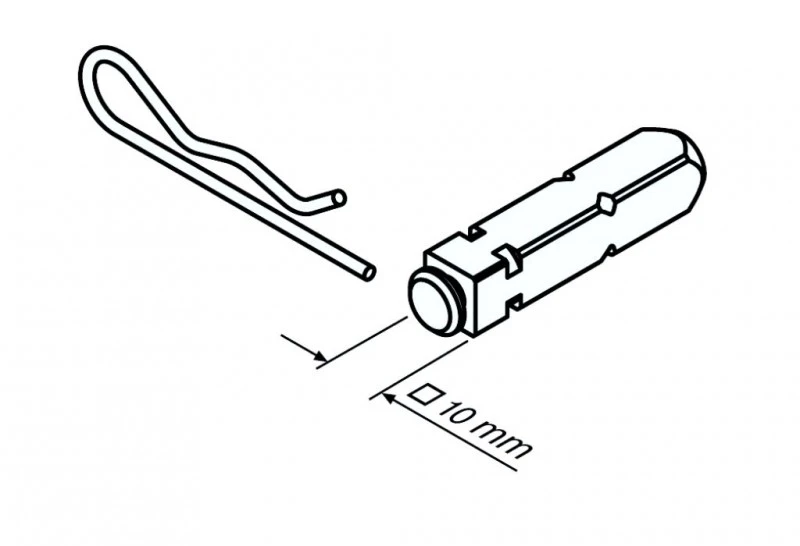  Anschlussteil ,Steckzapfen-R 1/10 4-Kant, 10 mm, für Becker Rohrmotoren  Baureihe  R7 bis R40