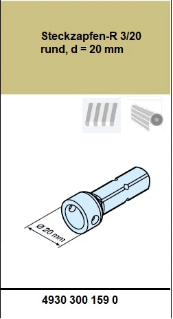 Anschlussteil - Steckzapfen-R 3/20 rund, d = 20 mm Für Becker Antriebe R7 bis R40