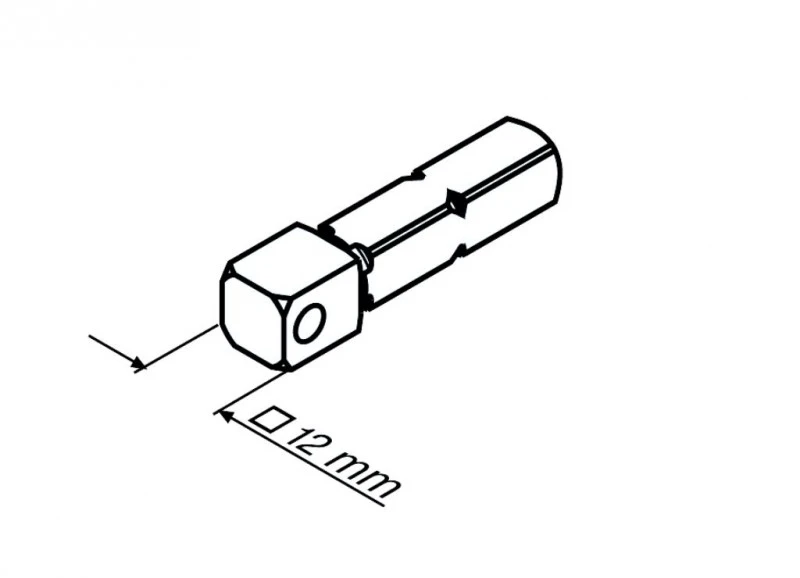 Anschlussteil - Steckzapfen-R 4/12 4-Kant 12 mm  für Becker Antriebe  R7 bis R40