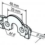 Anschlussteil - Mini-Lasche-R C-plug Mini-Lasche M6/48 inkl. Schrauben für Becker Rohrantriebe R7 bis R40