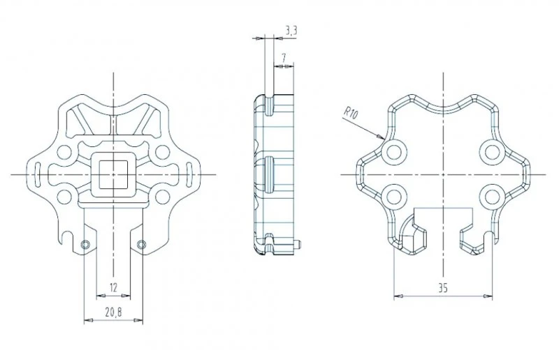 Anschlussteil - Sternadapter-L aus Kunststoff - für Becker Rohrmotoren L44 bis L120