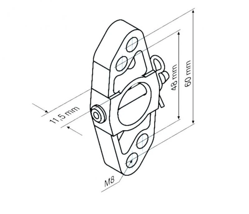 Markisenhalter M8 mit Zentrierrand für Steckzapfen 3/20  für Becker Rohrmotoren  Baureihe  R7 – R50 bis 40Nm