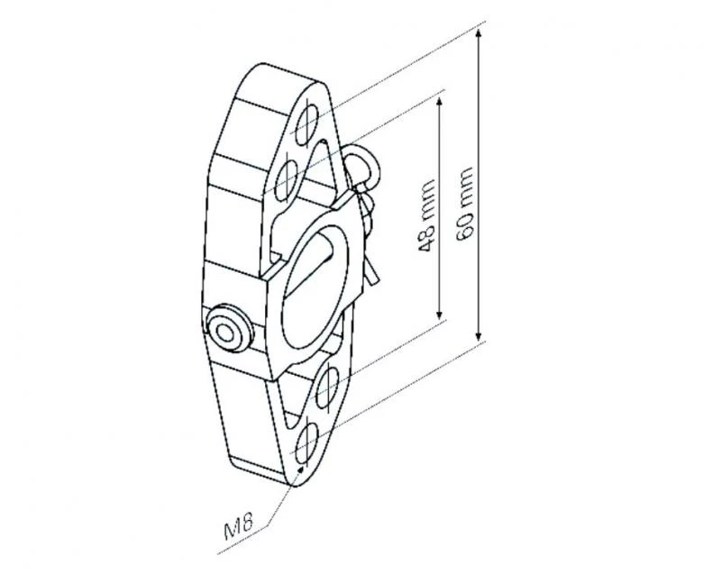 Markisenhalter M8 ohne Zentrierrand für Steckzapfen 3/20, für Becker Rohrmotoren  Baureihe  R7 – R50 bis 40Nm