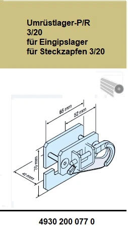 Umrüstlager-P/R 3/20 für Eingipslager für Steckzapfen 3/20  für Becker Rohrantriebe P5 – P13 und R7 – R50