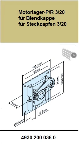 Motorlager-P/R 3/20 für Blendkappe  für Steckzapfen 3/20  - für Becker  Rohrantriebe P und R Serie