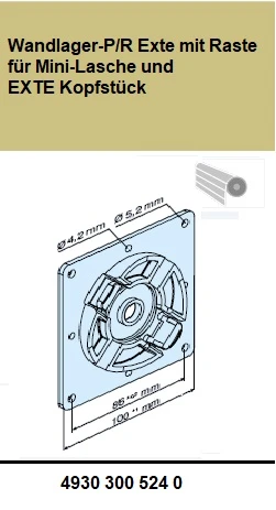 Wandlager-P/R Exte mit Raste für Mini-Lasche und EXTE Kopfstück aus Kunststoff - Für Becker Rohrantriebe P5 – P13 und R7 – R20