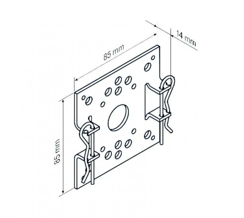 Plattenlager-R 85 x 85 für B-Lasche  für Becker Rohrantriebe  R7 – R20 bis 40Nm