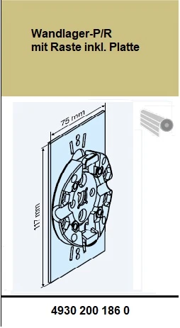 Wandlager-P/R mit Raste inkl. Platte und Befestigungschrauben für Systeme Veka und Rehau - für Becker Rohrantriebe  P und R Serie bis 20Nm