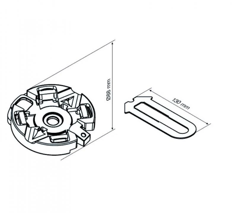 Universal-Vorbau-Spannlager Blendkappengröße 125 – 165  -  für Becker Rohrantriebe  P und R Serie bis 20Nm