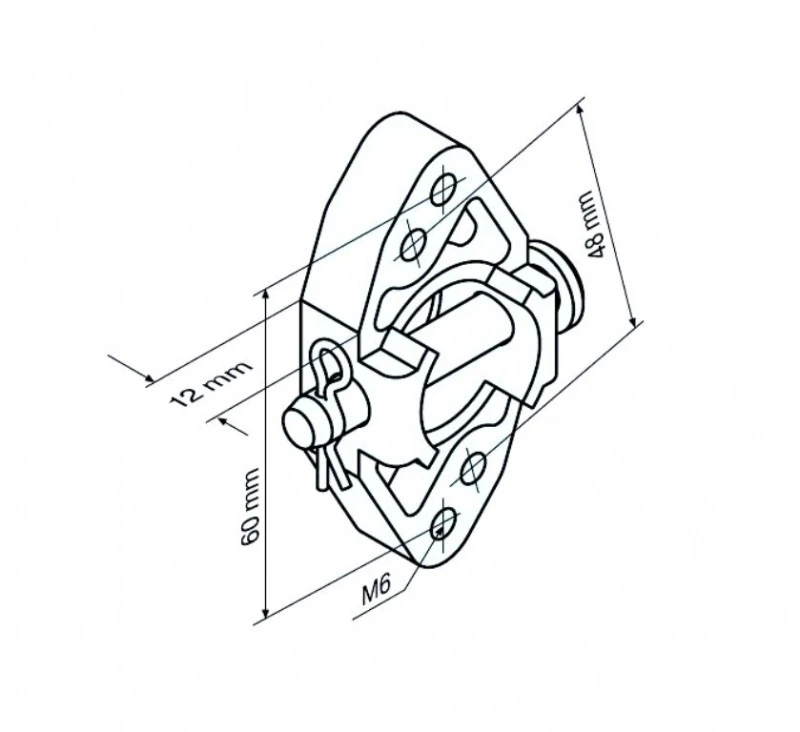 Markisenhalter M6 mit Zentrierrand aus Metall für Rundsteckzapfen 3/25 