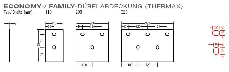 Dübelabdeckung-Thermax für Lewens  FAMILY Markisen