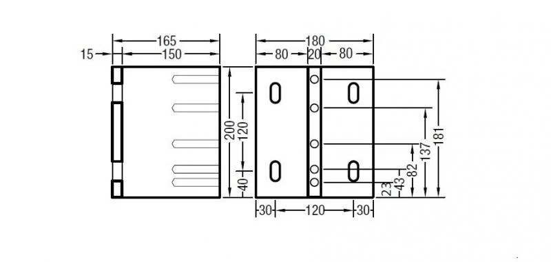 Abstand-Montageplatte 165mm für Lewens Markisen