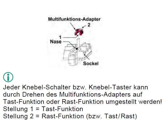 WTS - Standard Knebel-Schalter für trockene Räume Auswahl als Taster oder Schalter