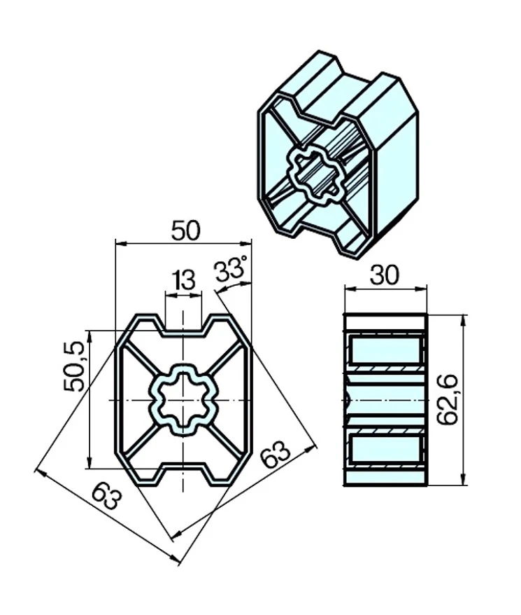 Adapter-Set  B75 für Sechskantwelle für Rohrmotore Becker Baureihe L