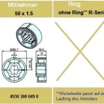 Adapter für Rundrohr 50 x 1.5 , für Rohrmotoren Becker Baureihe R Serie