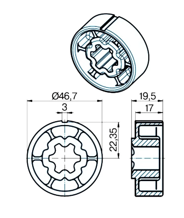 Adapter für Rundrohr 50 x 1.5 , für Rohrmotoren Becker Baureihe R Serie