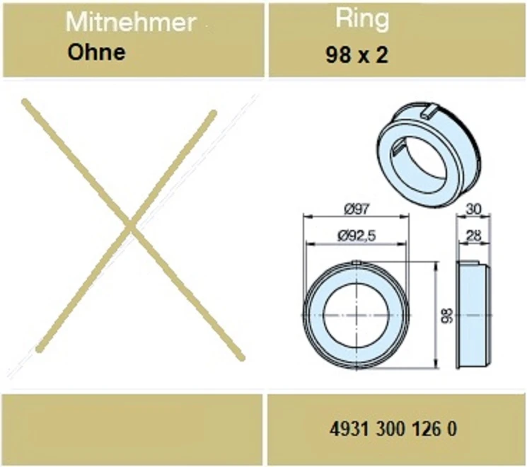 Adapter für Rundrohr 98 x 2 , für Rohrmotoren Becker Baureihe L  Serie 