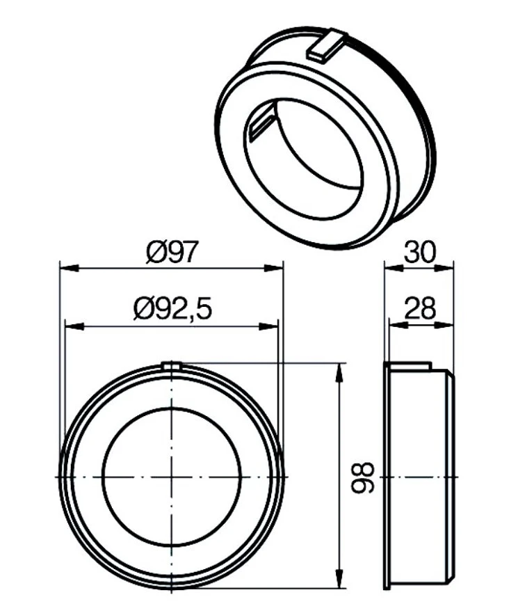 Adapter für Rundrohr 98 x 2 , für Rohrmotoren Becker Baureihe L  Serie 