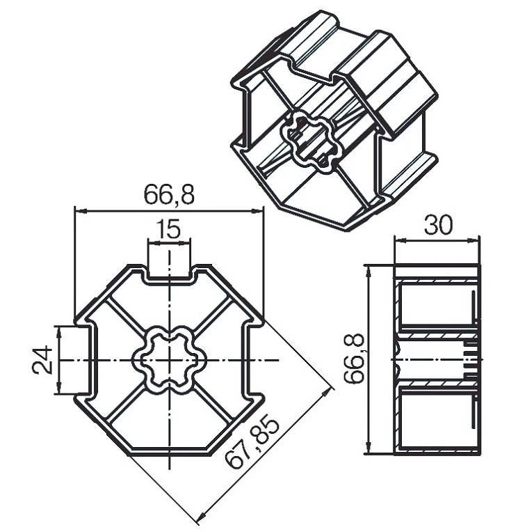 Adapterset für Achtkatwelle 70 ,für Rohrmotoren Becker Baureihe L  Serie