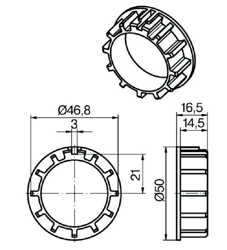 Adapterset für Achtkatwelle O-S50 ,für Rohrmotoren Becker Baureihe P und R Serie  mit Hinderniserkennung