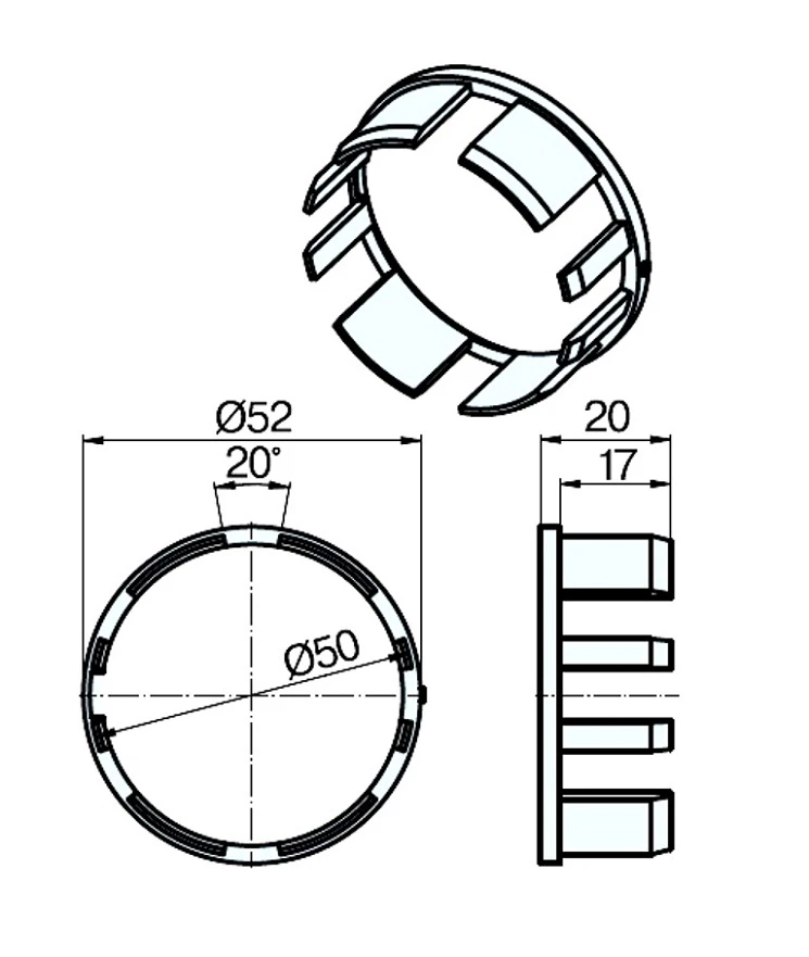 Adapterset für Achtkatwelle S40 ,für Rohrmotoren Becker Baureihe P Serie, Typ P5 - P13