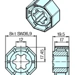 Adapterset für Achtkatwelle S40VM ,für Becker Rohrmotoren der Baureihe P Serie