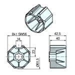 Adapterset für Achtkatwelle S60L ,für Rohrmotoren Becker Baureihe R Serie