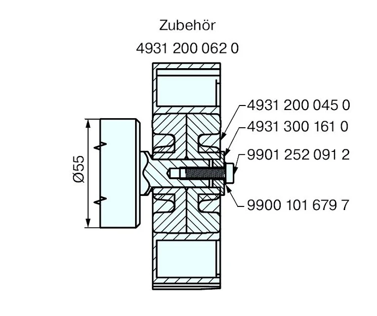 Adapterset für Achtkatwelle SW 125 ,für Rohrmotoren Becker Baureihe L Serie