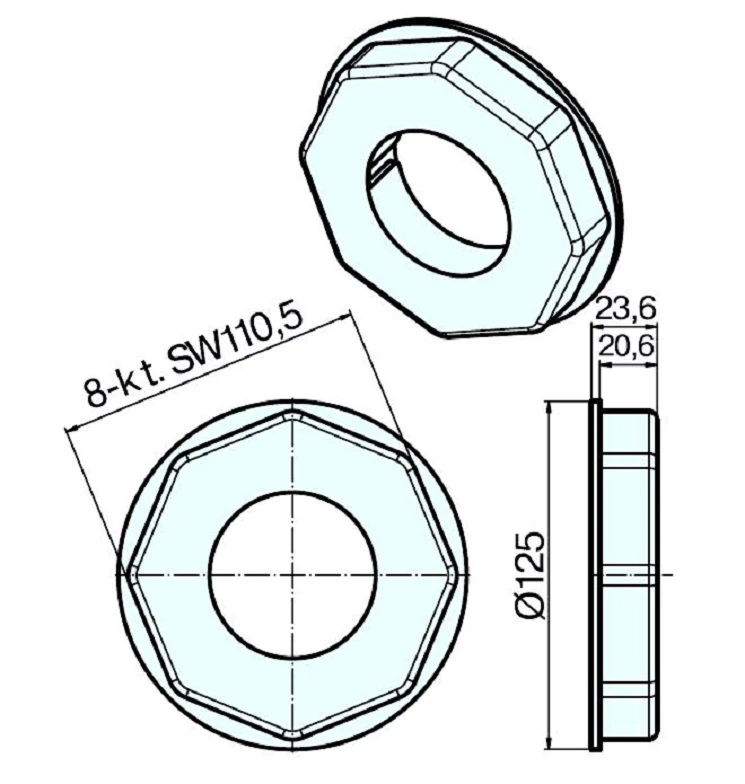 Adapterset für Achtkatwelle SW 125 ,für Rohrmotoren Becker Baureihe L Serie