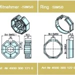 Adapterset für Achtkatwelle SW50 ,für Rohrmotoren Becker Baureihe P und R Serie