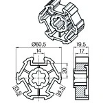 Adapterset für Nutwelle 63NK bis 25 Nm für Rohrmotoren Becker Baureihe R Serie