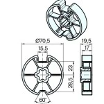 Adapterset für Nutwelle DW74N für Rohrmotoren Becker Baureihe R Serie