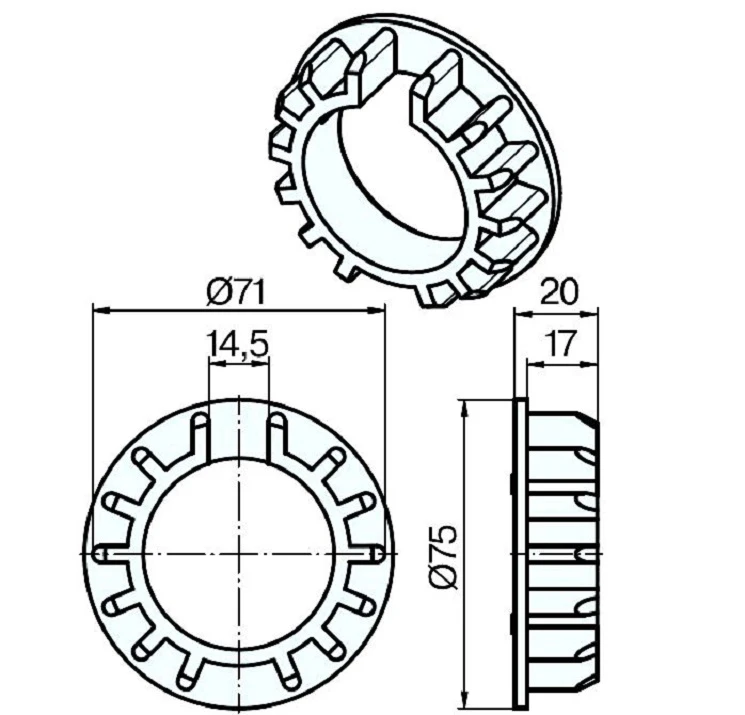 Adapterset für Nutwelle DW74N für Rohrmotoren Becker Baureihe R Serie