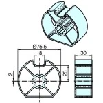 Adapterset für Nutwelle DW78x 1 , für Rohrmotore Becker Baureihe L