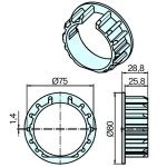 Adapterset für Nutwelle DW78x 1 , für Rohrmotore Becker Baureihe L