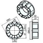 Adapterset für Nutwelle DW85N ab 40Nm für Rohrmotore Becker Baureihe R Serie, aus Zink-Druckguss